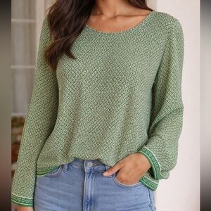 Max Studio Green and Yellow Geometric Fabric